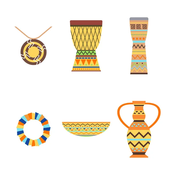 Tambores africanos e ilustração vetorial do vaso . —  Vetores de Stock