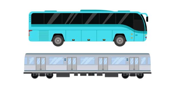Stad weg tram en bus vervoer vectorillustratie. — Stockvector