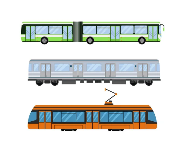 City road tramvay ve troleybüs ulaşım vektör çizim. — Stok Vektör