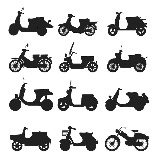 Ilustración de silueta de scooter de vector retro . — Archivo Imágenes Vectoriales