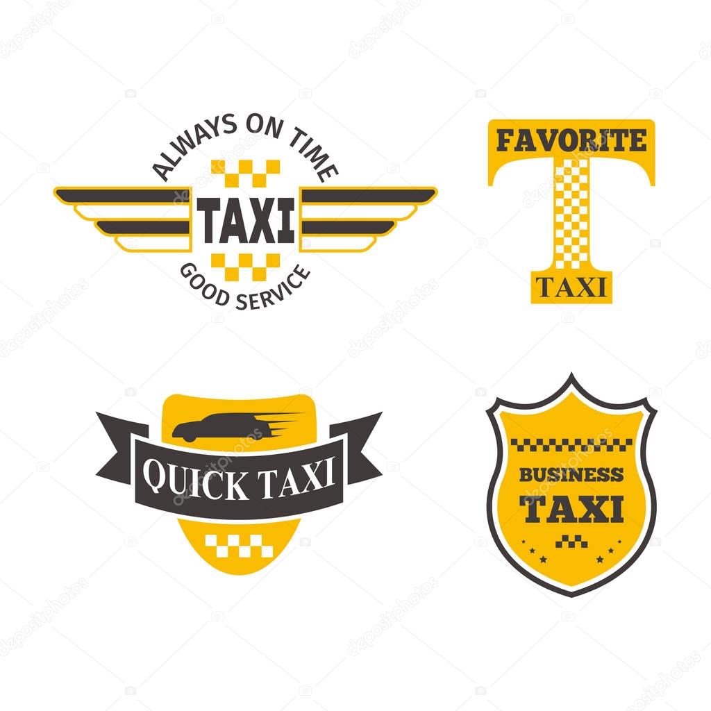 Vintage and modern taxi logos label badge and design elements. Car service business sign template, icon corporate identity design and vector object.