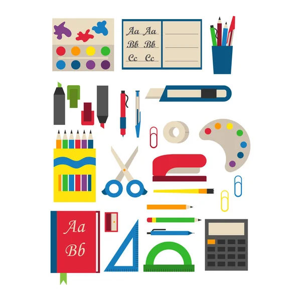 School supplies vector illustration. — Stock Vector