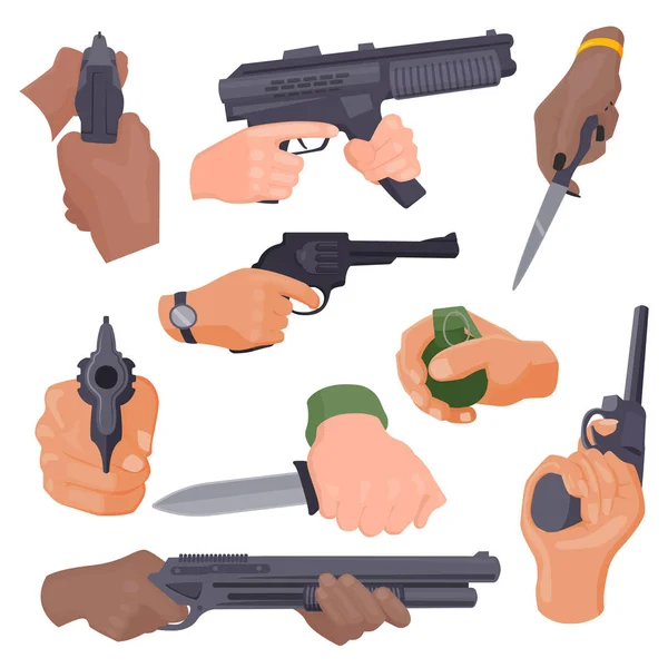 Tir à la main avec illustration vectorielle de pistolet — Image vectorielle