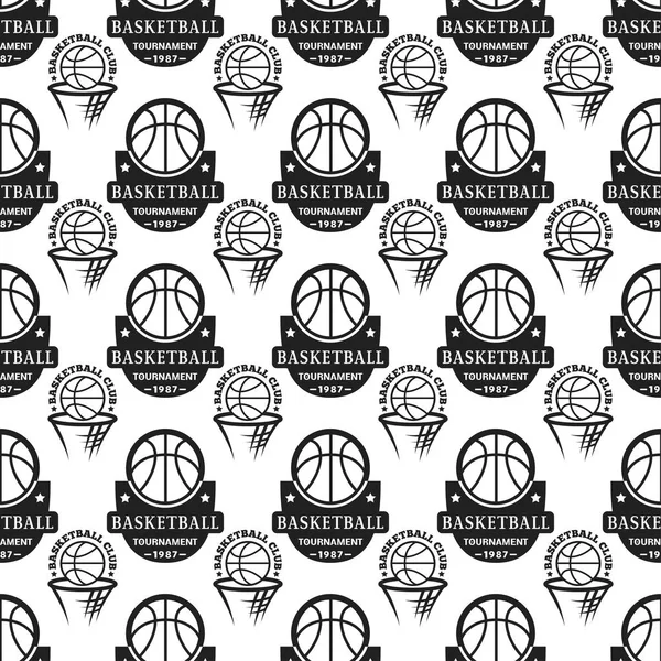 Basketball championship badge sömlösa mönster vektor. — Stock vektor