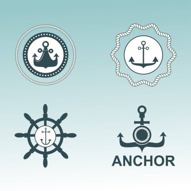 Çapa Denizcilik sembolleri vektör rozetleri.
