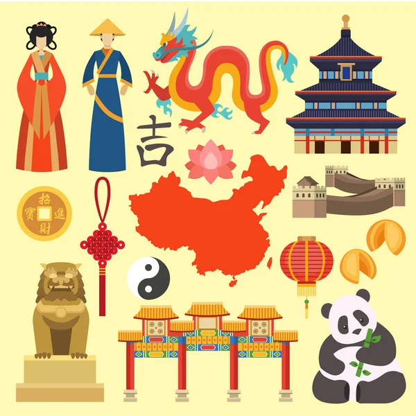 China icons vector. - Stok Vektor