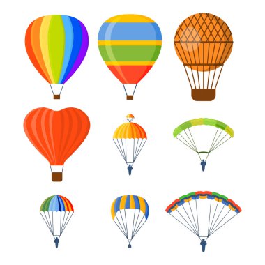 Ballon aerostat ulaşım vektör set.