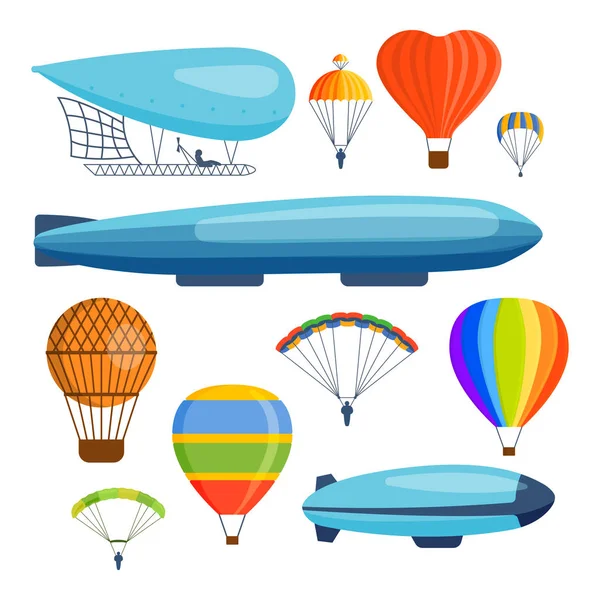 Ballon aerostat transport vector set. — Stock Vector