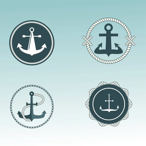 Anchor nautical symbols vector badges. — Stock Vector