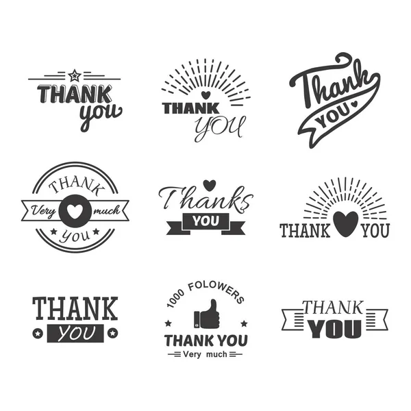 Thank you text lettering vector badge. — Stock Vector