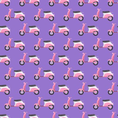 Retro vektör scooter Dikişsiz desen çizim.