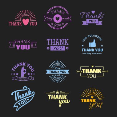 Teşekkür ederim metin yazı vektör rozeti.