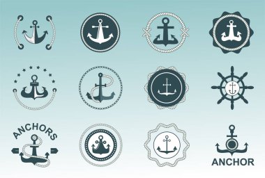 Çapa Denizcilik sembolleri vektör rozetleri.