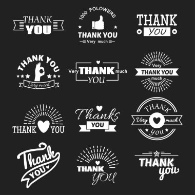 Teşekkür ederim metin yazı vektör rozeti.