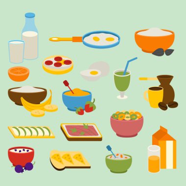 Sağlıklı kahvaltı vektör ayarla.