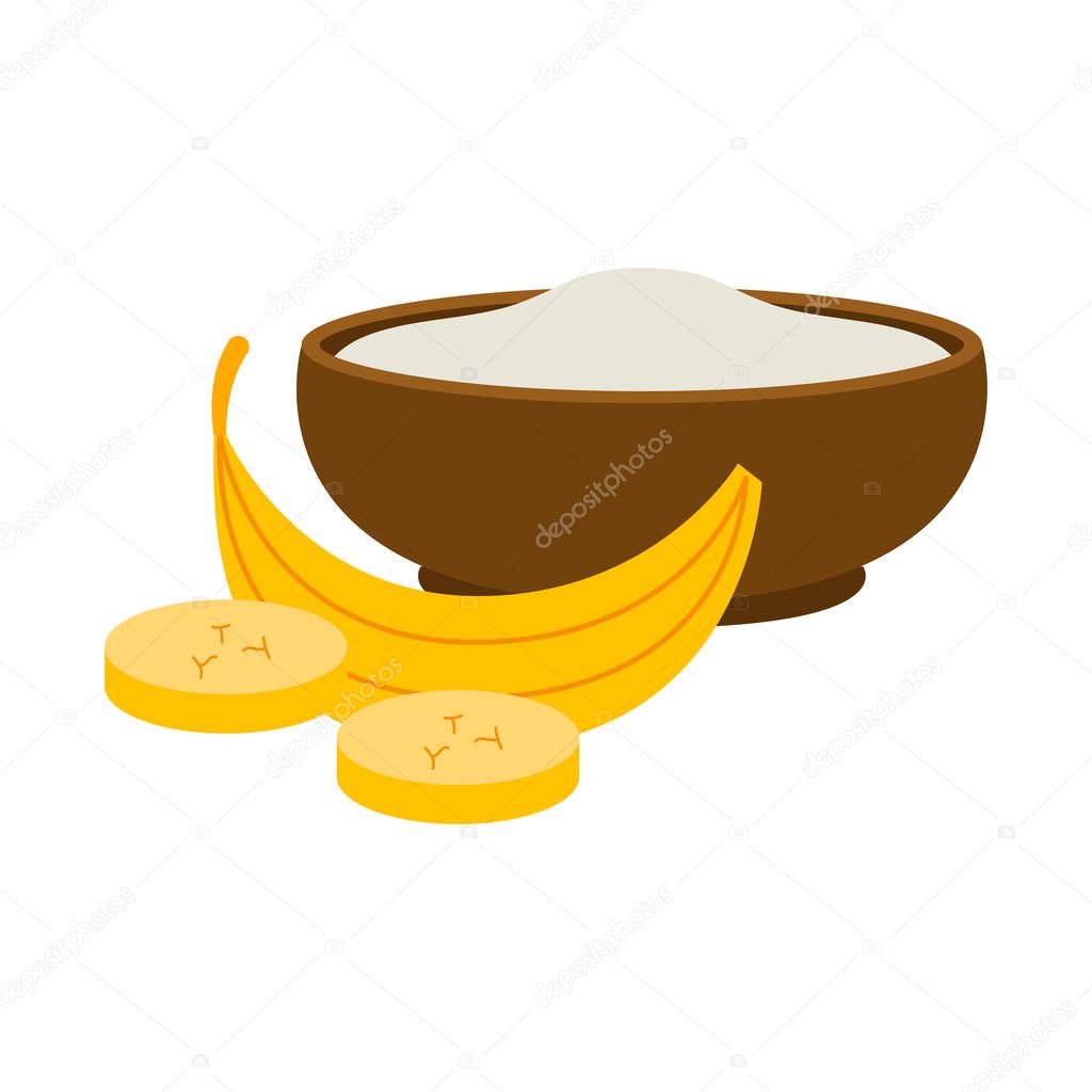 Semolina porridge with banana vector illustration.