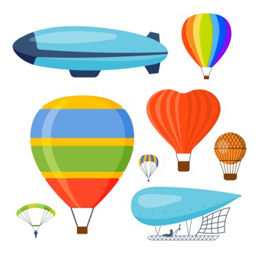 Ballon aerostat ulaşım vektör set.
