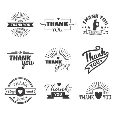 Teşekkür ederim metin yazı vektör rozeti.