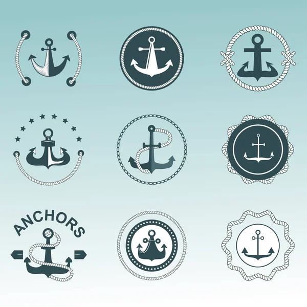 Anchor nautical symbols vector badges. — Stock Vector