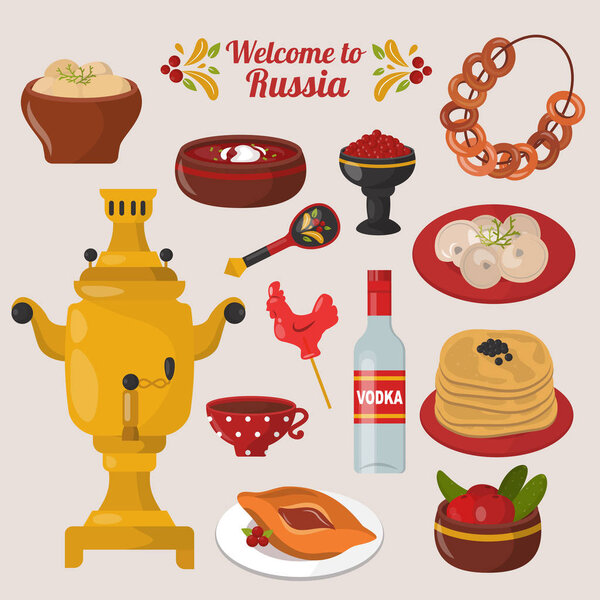 Russian national food vector illustration.