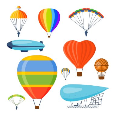 Ballon aerostat ulaşım vektör set.