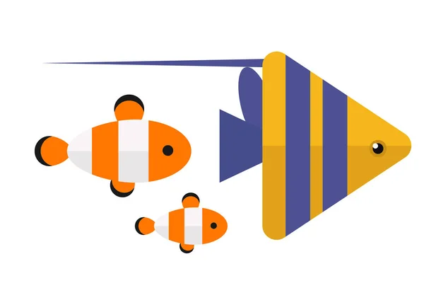 Clownfische im Riff oder Anemonenvektorillustration. — Stockvektor