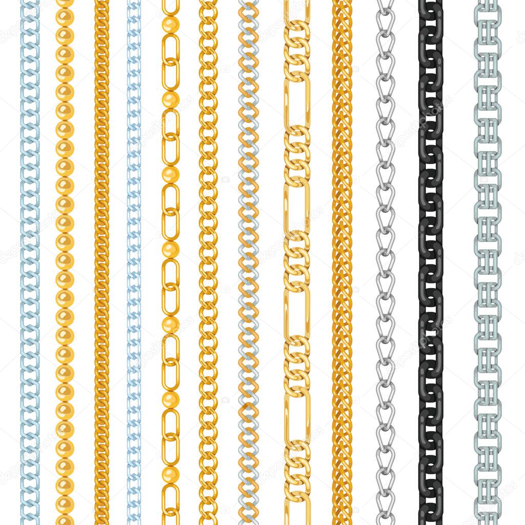 Different chains link vector isolated on white