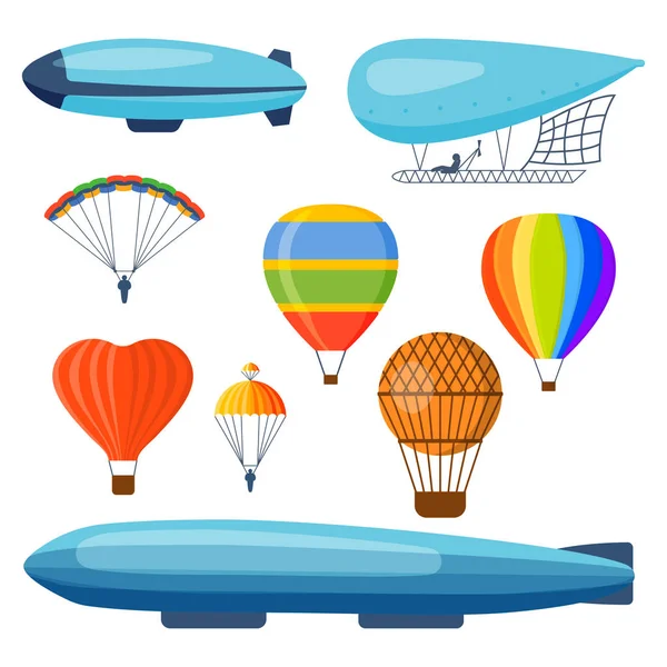 Ballon aerostat transport vector set. — Stock Vector