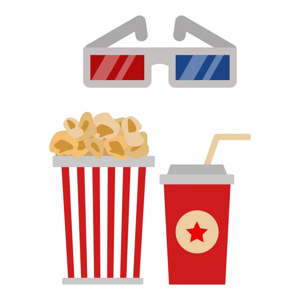 Popcorn in rode en witte kartonnen doos is te schudden vectorillustratie. — Stockvector