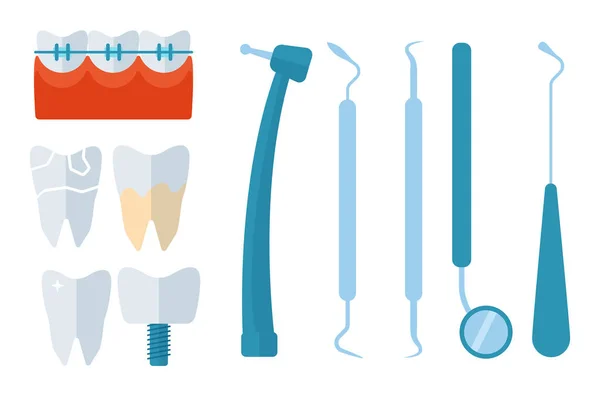 Matériel de stomatologie dentaire et implants dentaires illustration vectorielle . — Image vectorielle