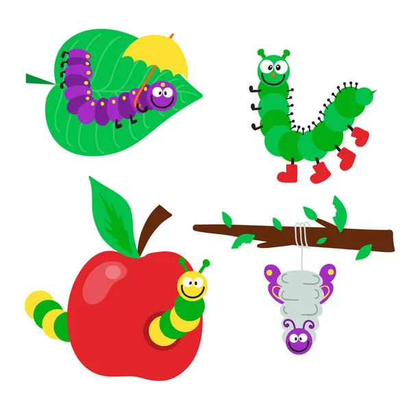 Cartoon caterpillar insect vectorillustratie. — Stockvector