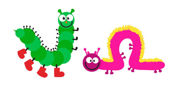 Векторная иллюстрация карикатурных гусениц
.
