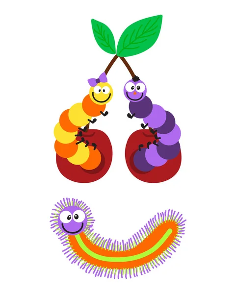 Cartoon caterpillar insect vector illustration. — Stock Vector