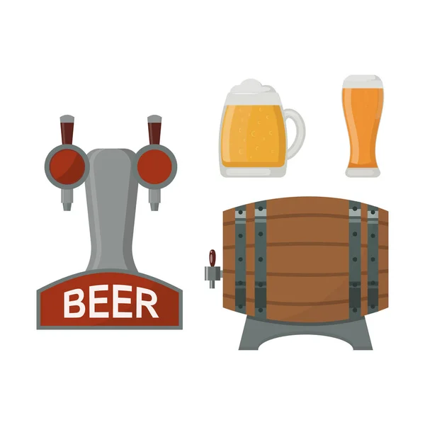 Векторная иллюстрация бочки пива и стекла . — стоковый вектор