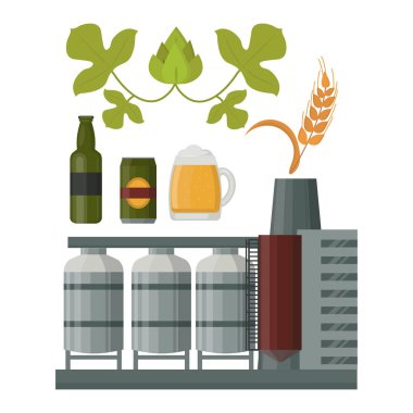 Bira üretim vektör çizim.