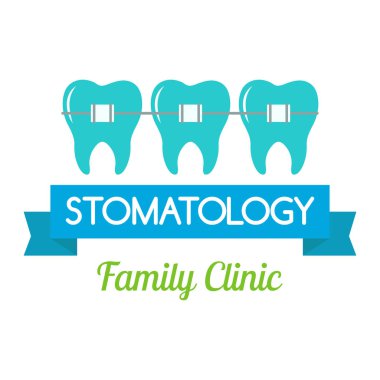 Vektör diş stomatology klinik rozet simge.
