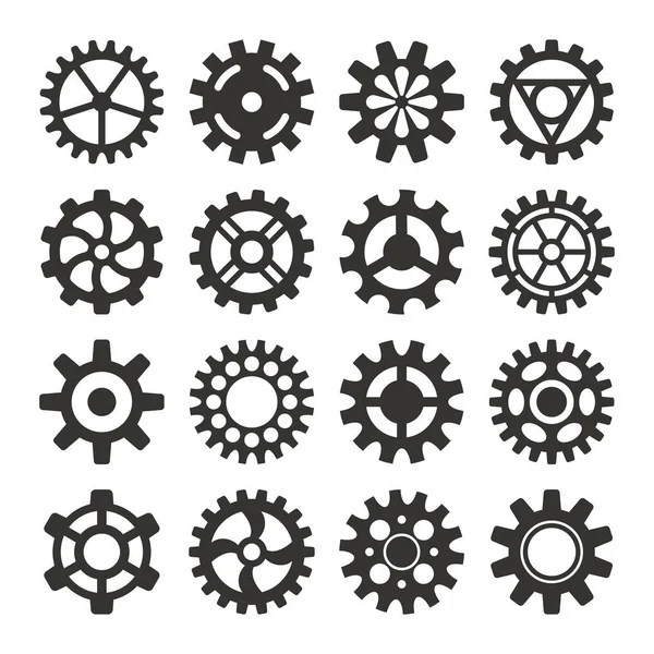 Gear ikonok silhouette elszigetelt vektoros illusztráció. — Stock Vector