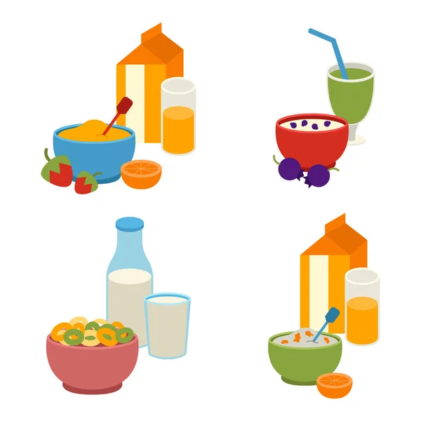 Set de desayuno saludable vector . — Vector de stock