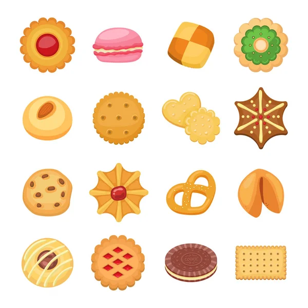 Diferentes pasteles de galletas conjunto vectorial aislado — Vector de stock