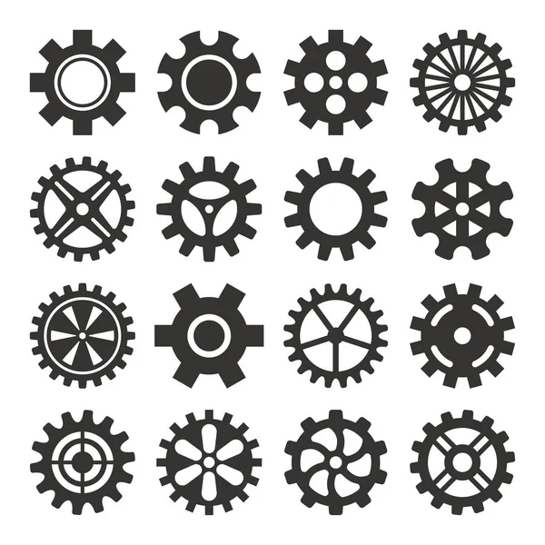 Gear ikonok silhouette elszigetelt vektoros illusztráció. — Stock Vector