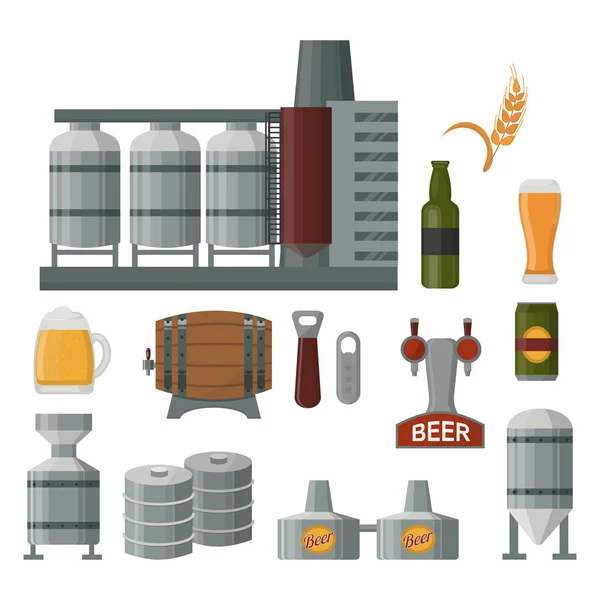 Illustrazione vettoriale produzione birra . — Vettoriale Stock