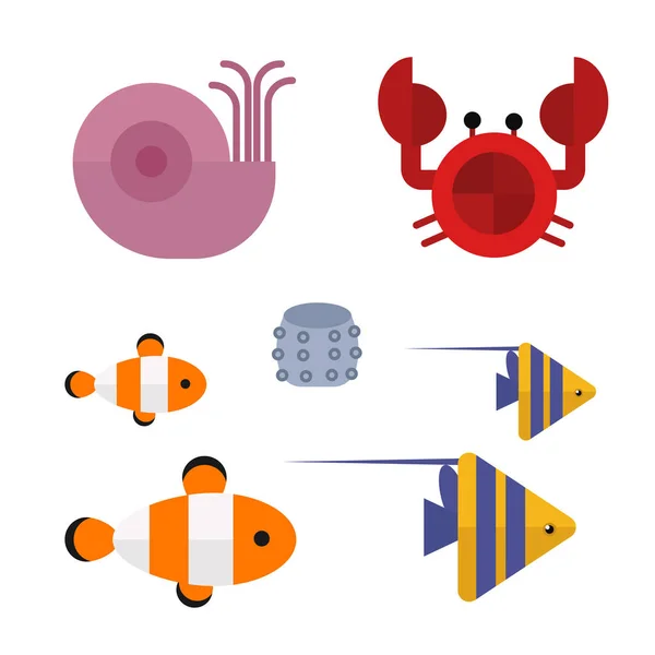 Sea animals marine life character vector illustration. — Stock Vector