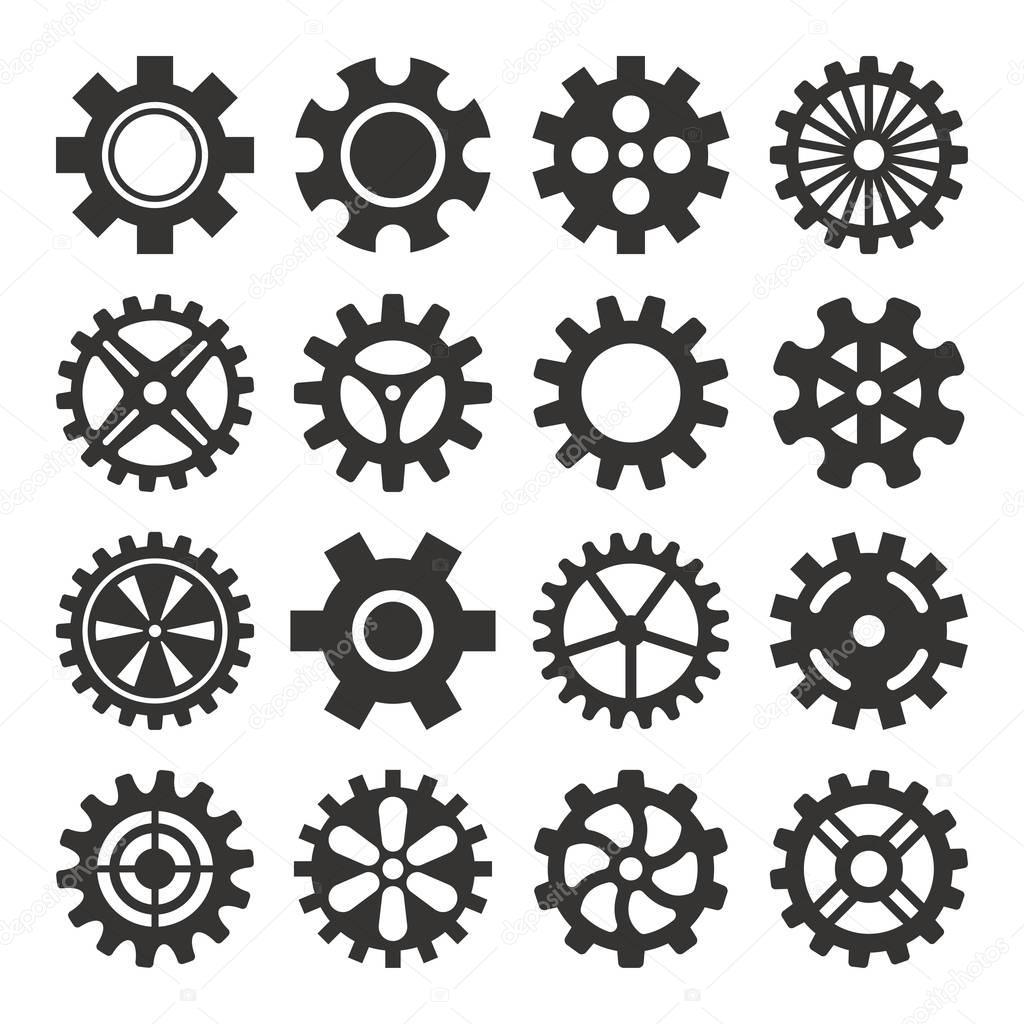 Gear icons silhouette isolated vector illustration.