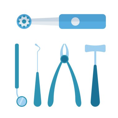 Diş hekimi stomatology ekipman vektör çizim.
