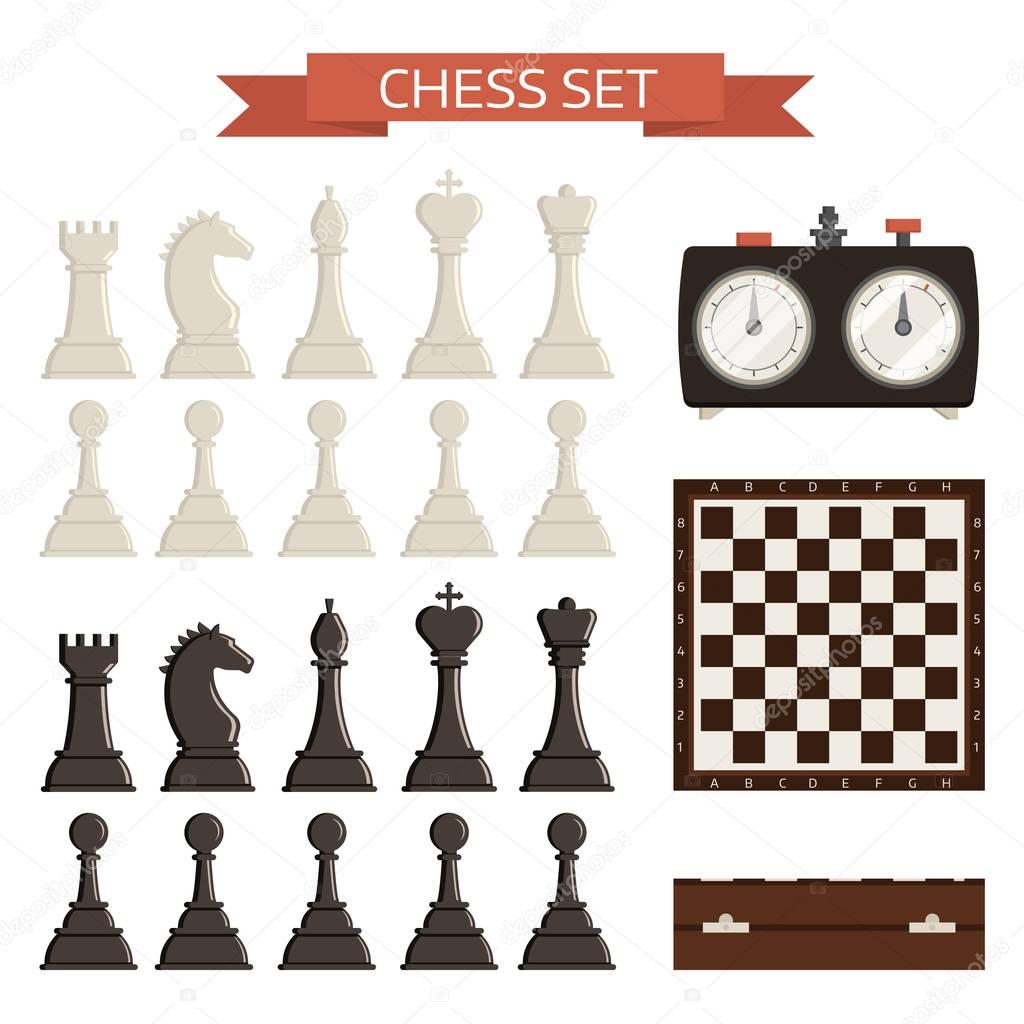 Chess board and chessmen vector isolated on white