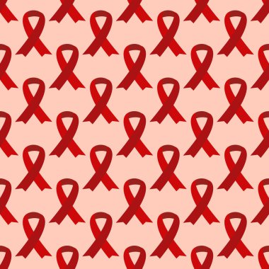 Kırmızı AIDS Dikişsiz desen vektör çizim şerit.