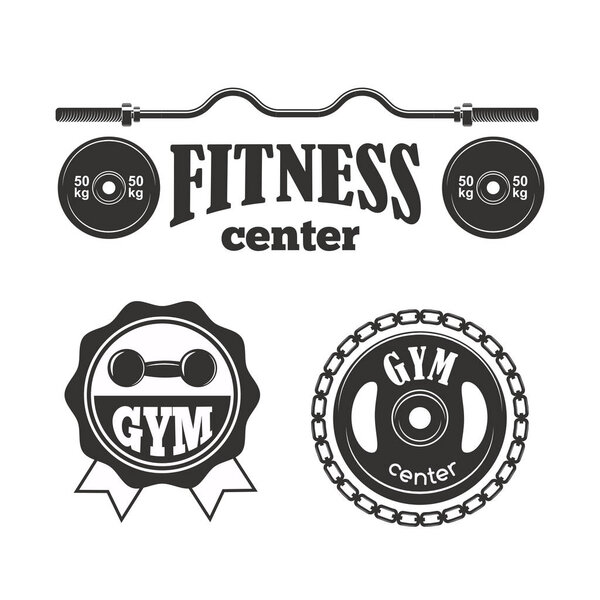 Gym sport club fitness emblem vector illustration.