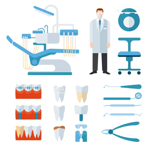 Matériel de stomatologie dentaire illustration vectorielle . — Image vectorielle