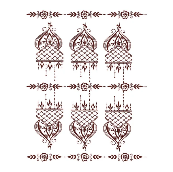 Henna tattoo mehndi flower template vector illustration. — Stock Vector