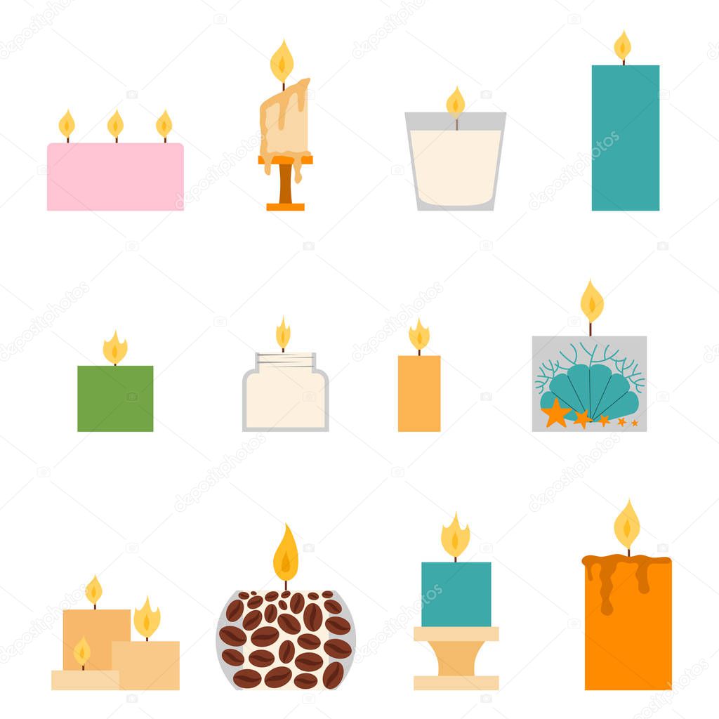Vector candles romantic wax party decoration.